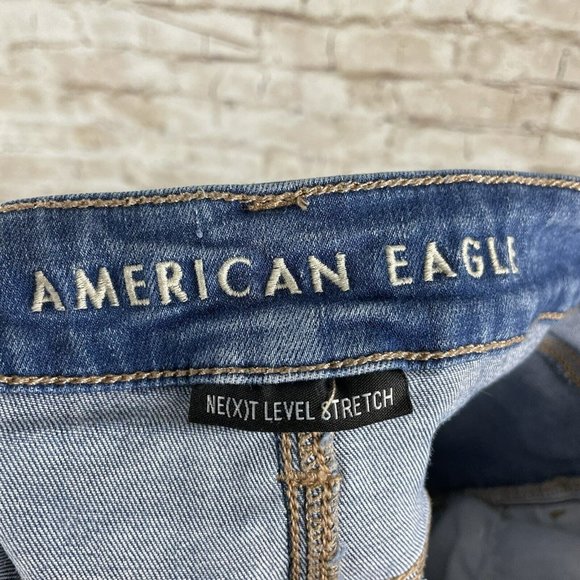American eagle next level stretch Jegging 14 reg distressed raw hem medium Wash - Picture 6 of 10